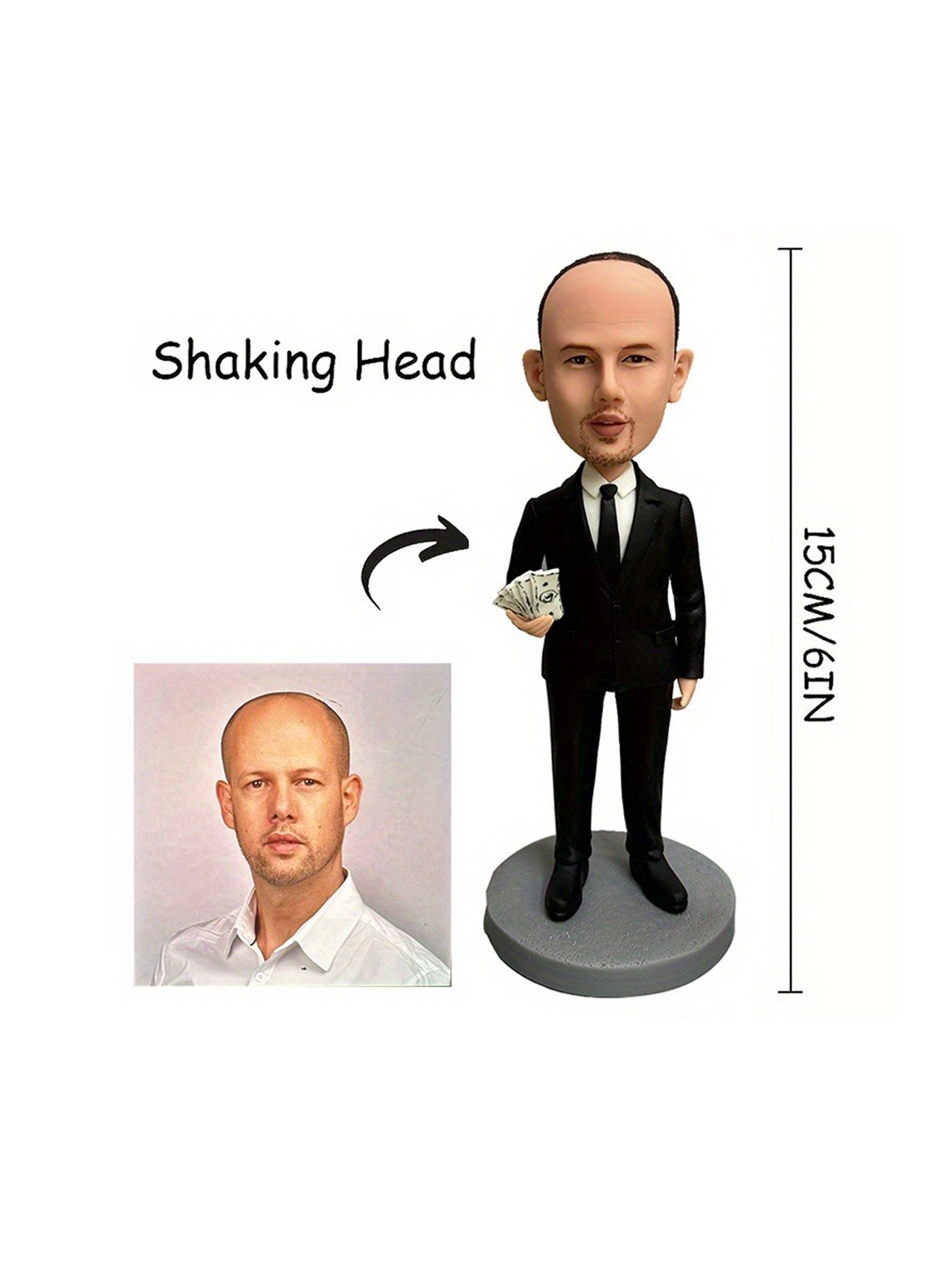 Custom Clay Cartoon Bobblehead Dolls Personalized photo customization with a slightly cartoonish, exclusive private design